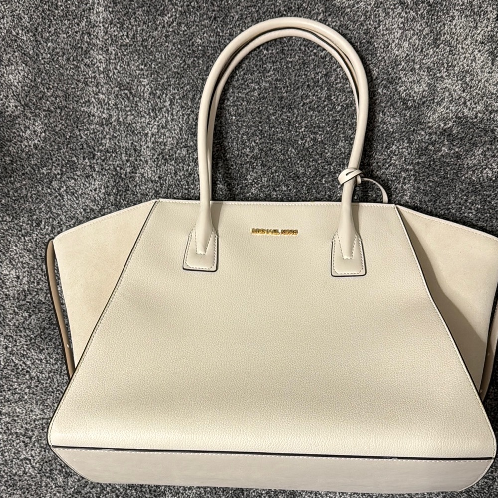 Michael Kors Cream Satchel with Gold Hardware